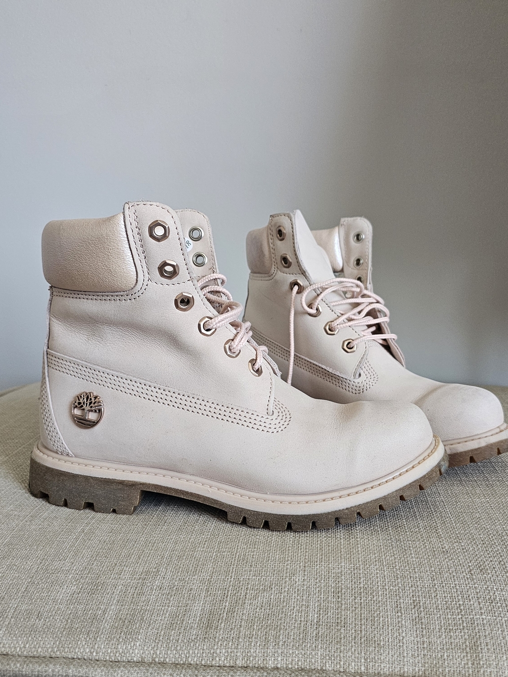 Timberland Women's Light Pink Lace-Up Leather Boots - Picture 2 of 7